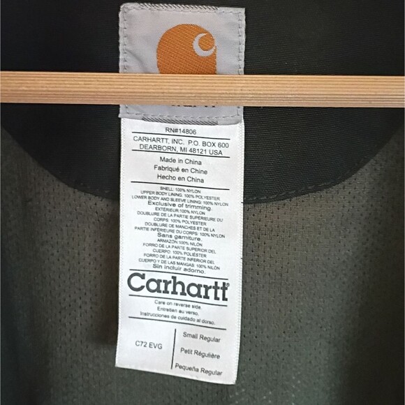 Men's Carhartt C72 EVG Green Shoreline Coat Waterproof Breathable Jacket Work S - Picture 5 of 5